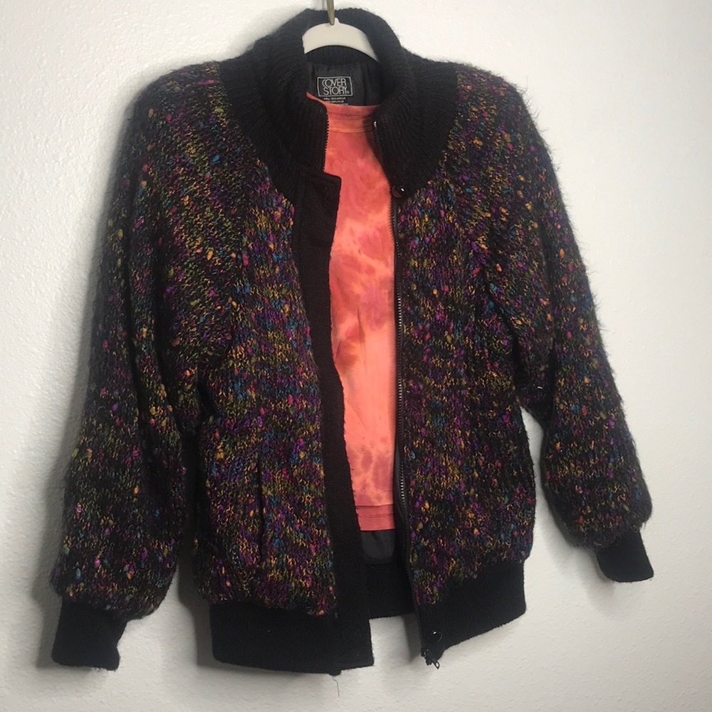 Vintage Multicolor Knit Sweater Jacket - M